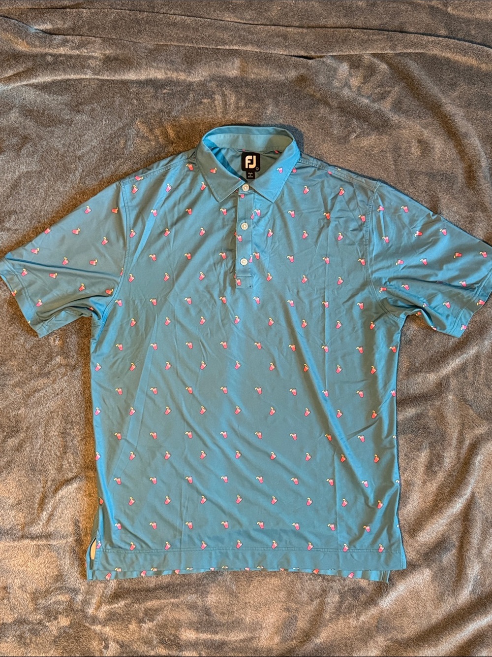 FootJoy Teal Polo with Pink Accent Motif